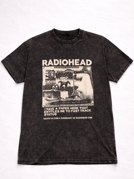 Other - Radiohead  Men's Black Graphic Tee - Vintage Wash Print